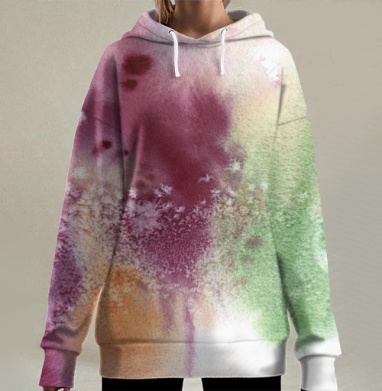 Абстракция акварелью, Hoodie Long Oversize 3D