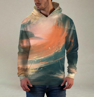 Динамичные энергетичные абстрактные мазки вихрь вдохновения, Худи / Мужская / С карманом / 3D