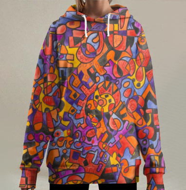 Аква оранж, Hoodie Long Oversize 3D
