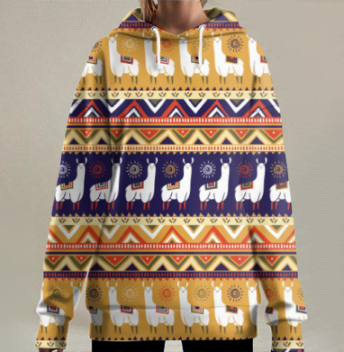 Альпака в шапочке, Hoodie Long Oversize 3D