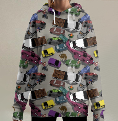 Городской хаос: уличное движение и суета, Hoodie Long Oversize 3D