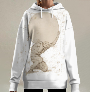 Мужчина несёт тяжесть судьбы несёт тяжесть судьбы, Hoodie Long Oversize 3D
