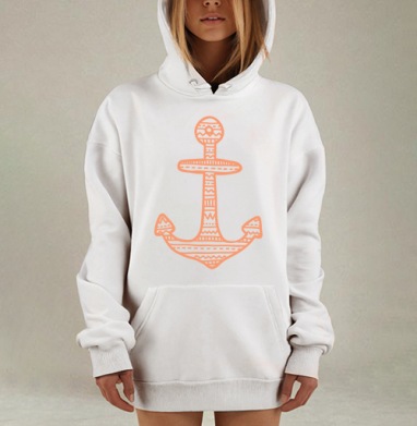 Декоративная иллюстрация Якорь в морском стиле, Hoodie Mjhigh Dig, оверсайз, утепленная