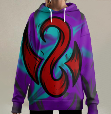Багровое пламя, Hoodie Long Oversize 3D