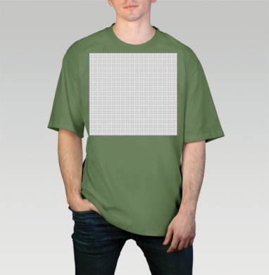 White Puzzle Piece Geometry / Белая геометрия деталей пазла черных линий, Футболка мужская оверсайз оливковая