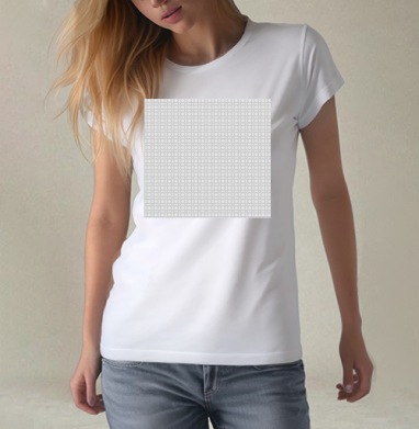 White Puzzle Piece Geometry / Белая геометрия деталей пазла черных линий, Футболка женская белая 180гр