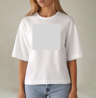 White Puzzle Piece Geometry / Белая геометрия деталей пазла черных линий, Футболка женская оверсайз Mido