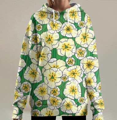 Белые тюльпаны, Hoodie Long Oversize 3D