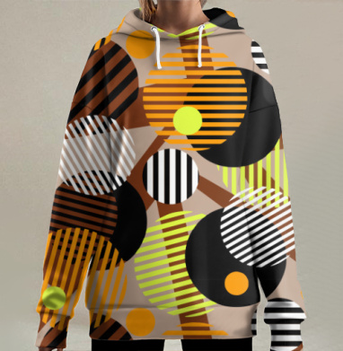 Бесшовный геометрический паттерн, модный молодежный принт, Hoodie Long Oversize 3D