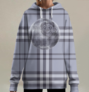 Голубика на клетчатом фоне голубика на клетчатом фоне, Hoodie Long Oversize 3D