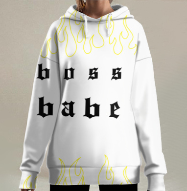 Смелая Женщина Лидер Энергия Огня, Hoodie Long Oversize 3D