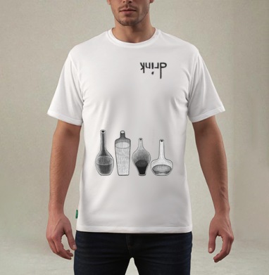 Стильный монохромный набор бутылок с надписью DRINK - Магазин футболок manamouki - Дизайнерские принты