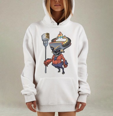 Маленький демон с вилкой и зефиром Маленький демон с вилкой и зефиром, Hoodie Mjhigh Dig, оверсайз, утепленная