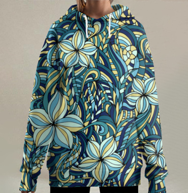 Абстрактный орнамент гармонии природы, Hoodie Long Oversize 3D