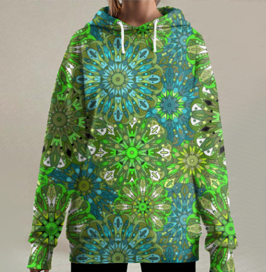 Цветущие мандалы, Hoodie Long Oversize 3D
