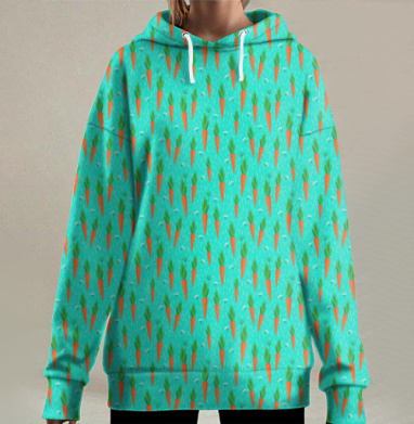 Дождь из морковок, Hoodie Long Oversize 3D