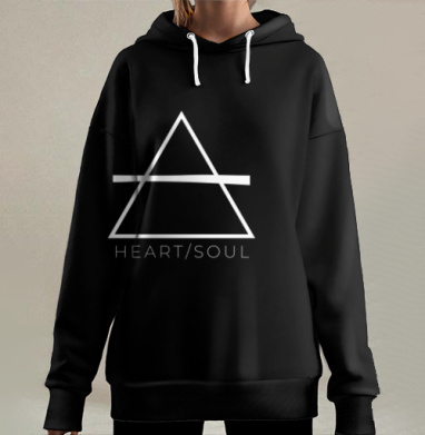 Геометрическая фигура с надписью Сердце Душа описание сцены, Hoodie Long Oversize 3D