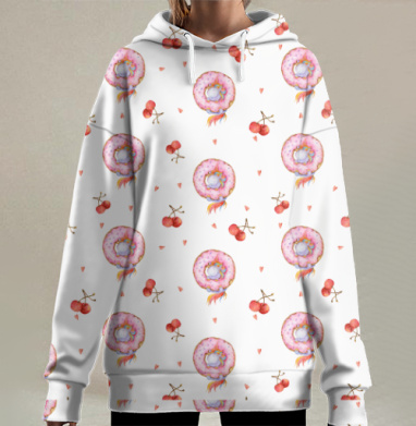 Единорог-сладкоежка, Hoodie Long Oversize 3D