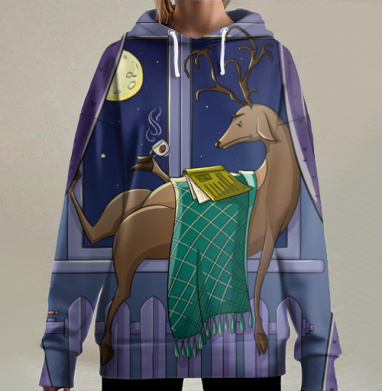 Февральский олень, Hoodie Long Oversize 3D