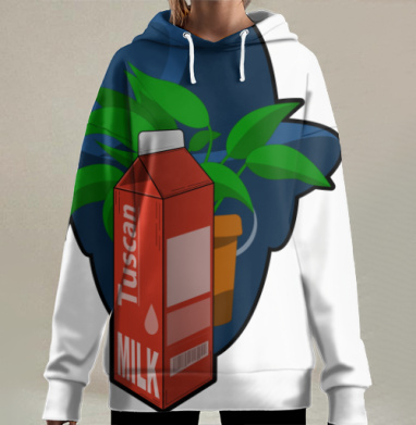 Красное Молоко Растение Шляпа Тосканское, Hoodie Long Oversize 3D