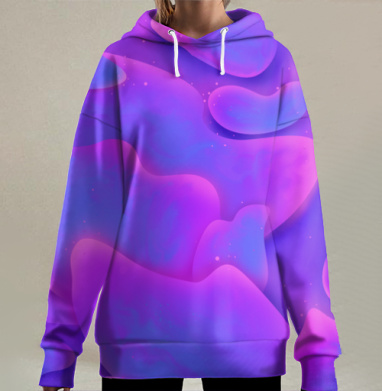 Фиолетовая, Hoodie Long Oversize 3D