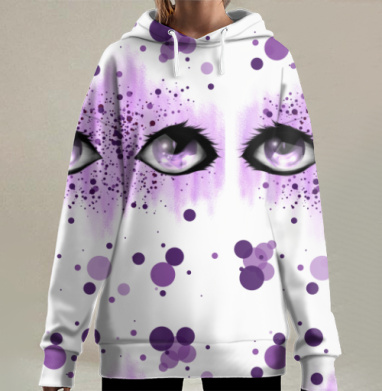 Волшебный взгляд в сиреневых тонах глаза магия мистика, Hoodie Long Oversize 3D