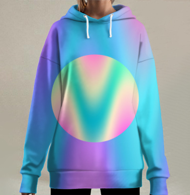 Голографический градиент, Hoodie Long Oversize 3D