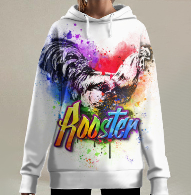 Граффити петух, Hoodie Long Oversize 3D