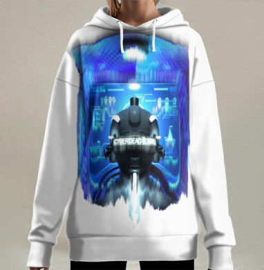 Футуристический кибернетический мотор с цифровым интерфейсом 2001, Hoodie Long Oversize 3D