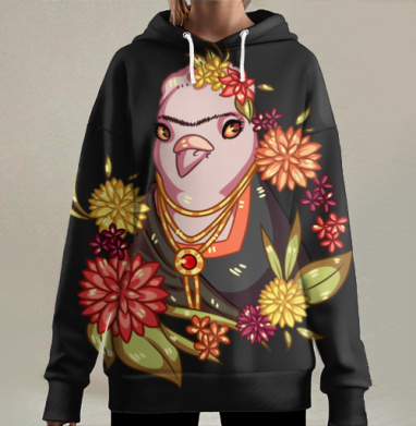 Гули в искусстве. Фрида Кало, Hoodie Long Oversize 3D