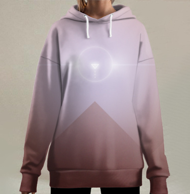 Мистическая энергия светящаяся пирамида сакральная геометрия, Hoodie Long Oversize 3D