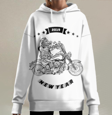 Кабан байкер., Hoodie Long Oversize 3D
