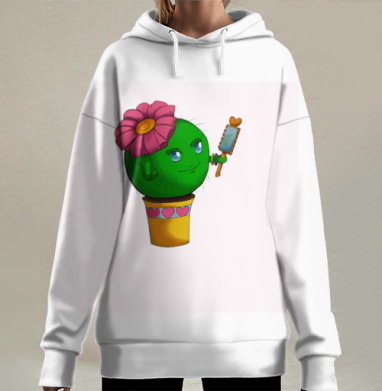 Кактус-модница, Hoodie Long Oversize 3D