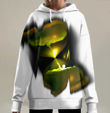 Мистический свет внутри открытого рта, Hoodie Long Oversize 3D