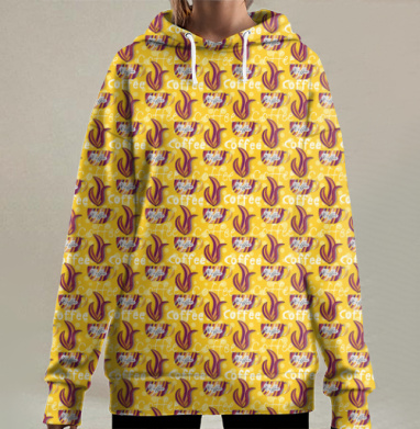 Кофейный фон, Hoodie Long Oversize 3D