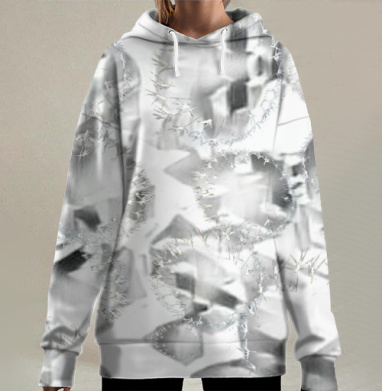 Абстрактная структура сот и нитей переплетения сетки, Hoodie Long Oversize 3D