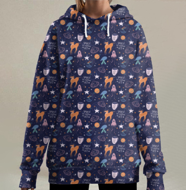 Космические цветы, Hoodie Long Oversize 3D