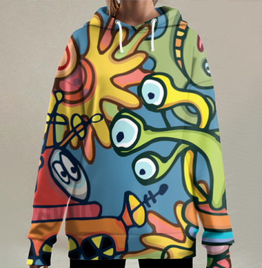 Космические дудлики З.О, Hoodie Long Oversize 3D