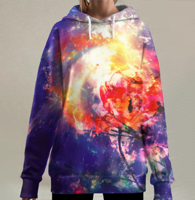 Космический тюльпан, Hoodie Long Oversize 3D