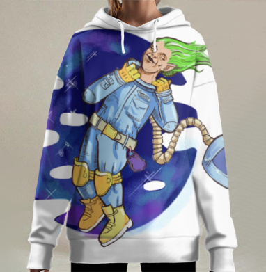 Космический астронавт свобода невесомость полет, Hoodie Long Oversize 3D