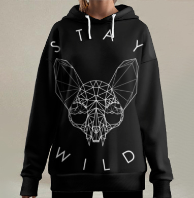 Кот в геометрическом стиле, Hoodie Long Oversize 3D