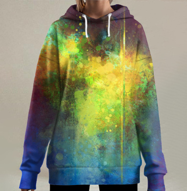 Красочный фон гранж, Hoodie Long Oversize 3D