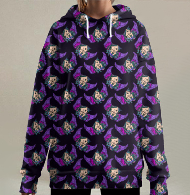 Крылатые единороги, Hoodie Long Oversize 3D