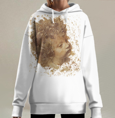 Маленький ребенок в профиль теплые коричневые тона, Hoodie Long Oversize 3D