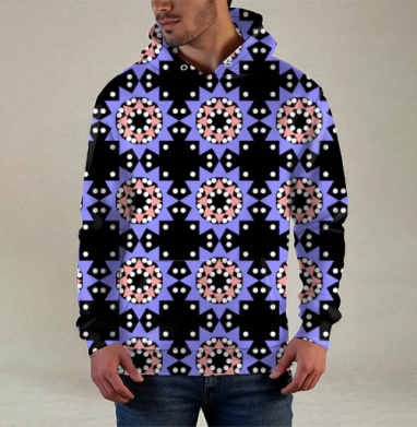 Lavender abstract pattern with stars / Абстрактный лавандовый паттерн в современном стиле, Худи / Мужская / С карманом / 3D