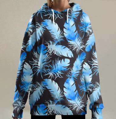 Лазурные перья, Hoodie Long Oversize 3D