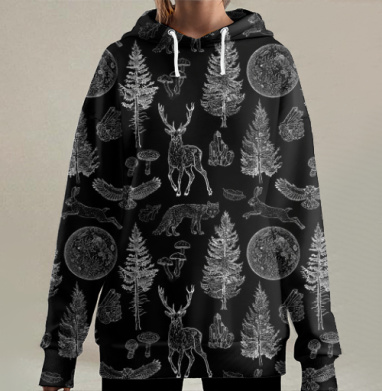 Лесная магия, Hoodie Long Oversize 3D