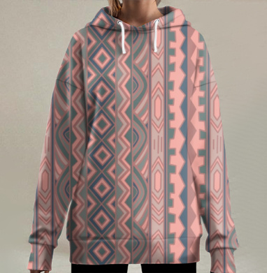 Уникальный симметричный узор с геометрией и ритмом, Hoodie Long Oversize 3D