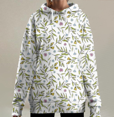Летний цветочный паттерн, Hoodie Long Oversize 3D