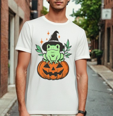 Witch Frog Pumpkin / Ведьма Лягушка Магия Хэллоуина Октябрь - Магазин футболок Geyzerrr_